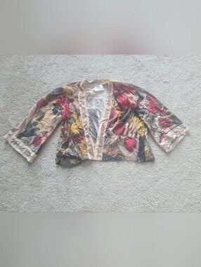 Sheer Floral Open-Front Cardigan - Multicolor Floral